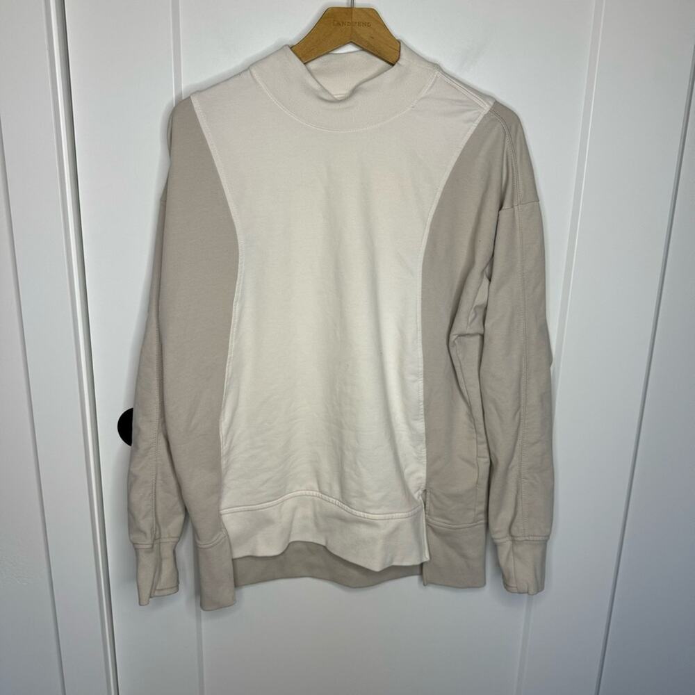Athleta Retroterry Colorblock Neutral Pullover Sweatshirt Size Medium